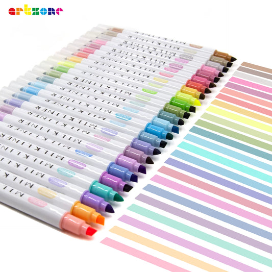 12/24Pcs Pastel Highlighters Dual Tip