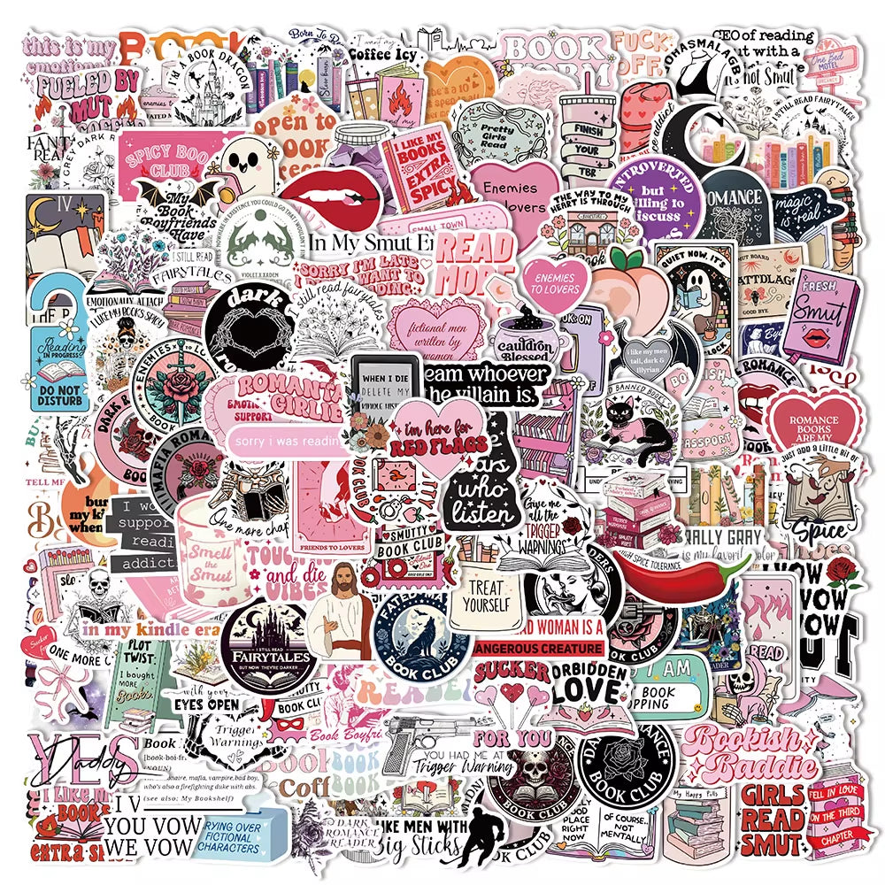 50/150PCS Romantic Reading Style Kindle Stickers Laptop No Glue Toys Waterproof Stickers Stickers