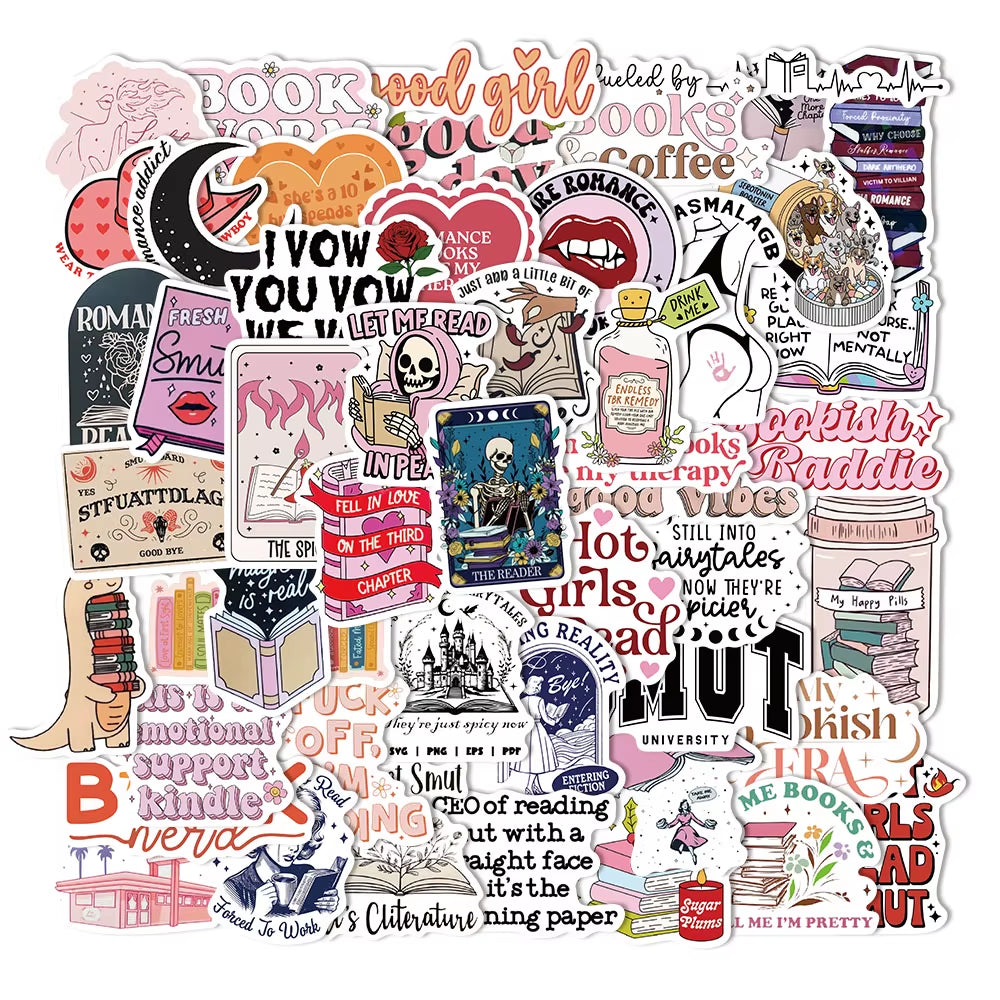 50/150PCS Romantic Reading Style Kindle Stickers Laptop No Glue Toys Waterproof Stickers Stickers
