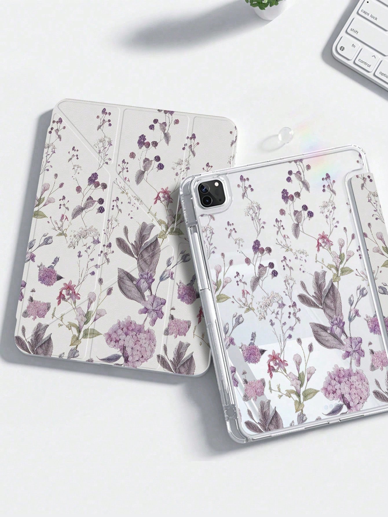 Adorable Purple Grass Flower Acrylic Case for iPad 7th, 8th & 10th Gen - Shockproof, Built-In Pen Slot, Multi-Stand & Sleep/Wake Function - Perfect Halloween & New Year Gift!