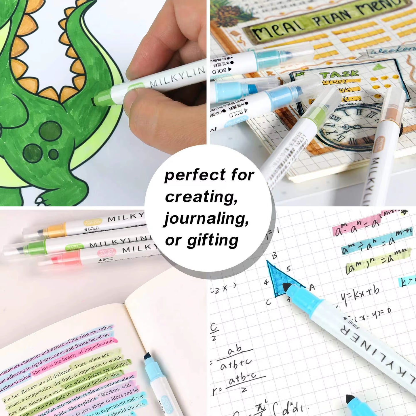 12/24Pcs Pastel Highlighters Dual Tip 