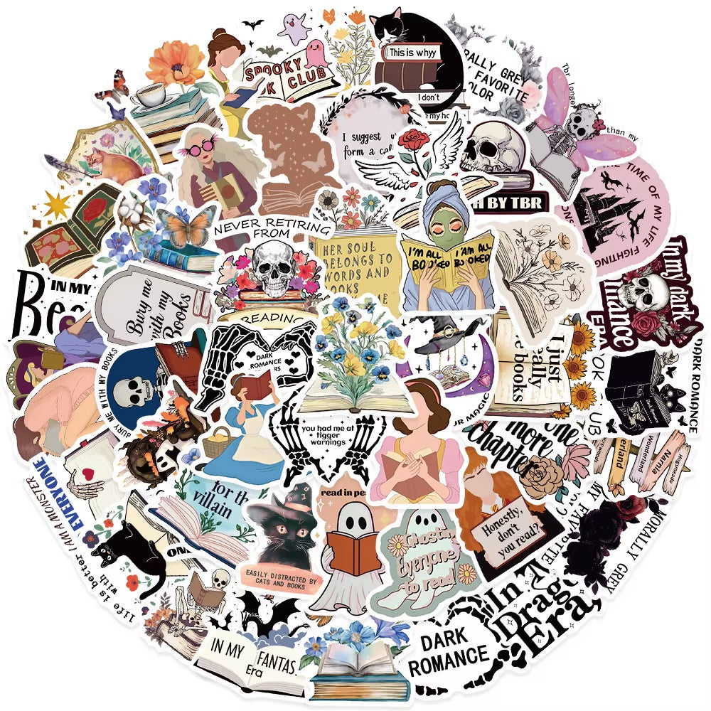 10/50Pcs Gothic Dark Romance Bookish Spice Reader Girls Reading Stickers Aesthetic DIY Bike Phone Laptop Diary Kindle Sticker