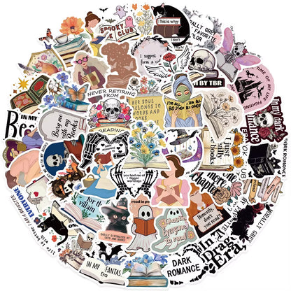10/50Pcs Gothic Dark Romance Bookish Spice Reader Girls Reading Stickers Aesthetic DIY Bike Phone Laptop Diary Kindle Sticker