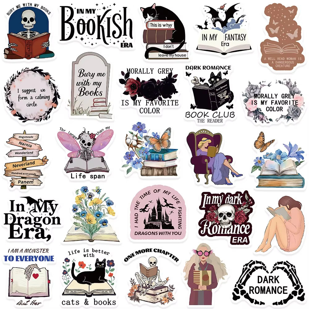 10/50Pcs Gothic Dark Romance Bookish Spice Reader Girls Reading Stickers Aesthetic DIY Bike Phone Laptop Diary Kindle Sticker