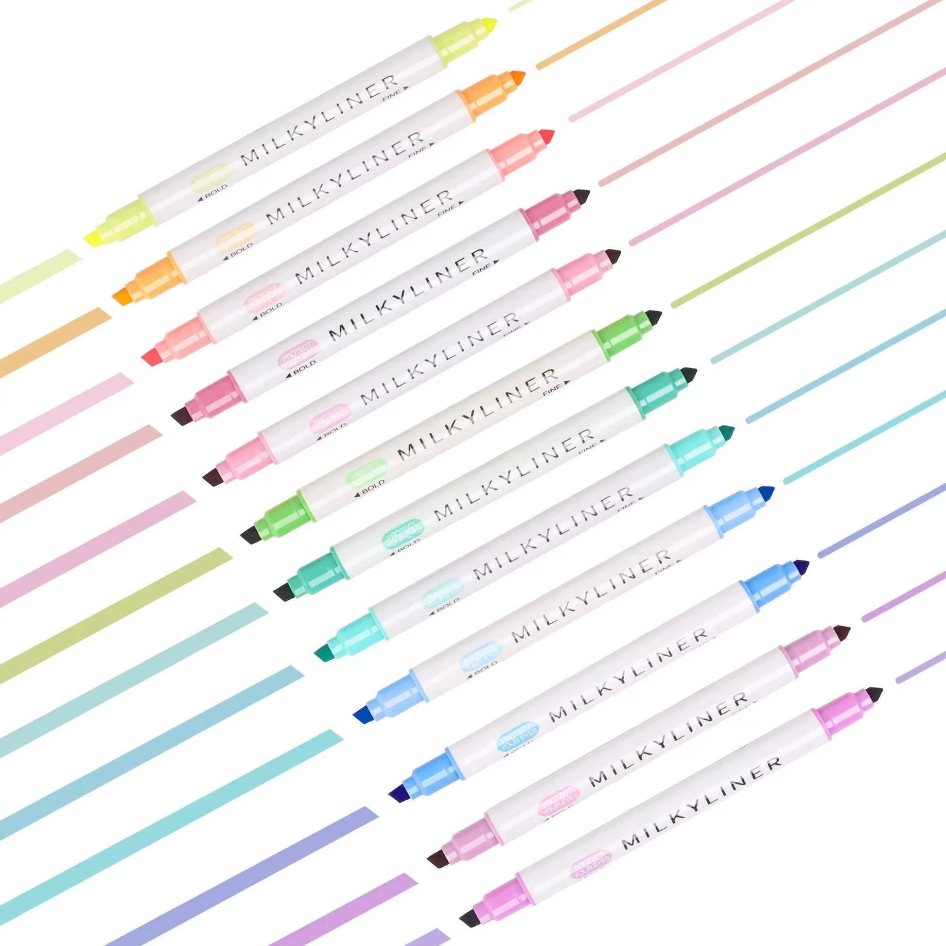 12/24Pcs Pastel Highlighters Dual Tip 
