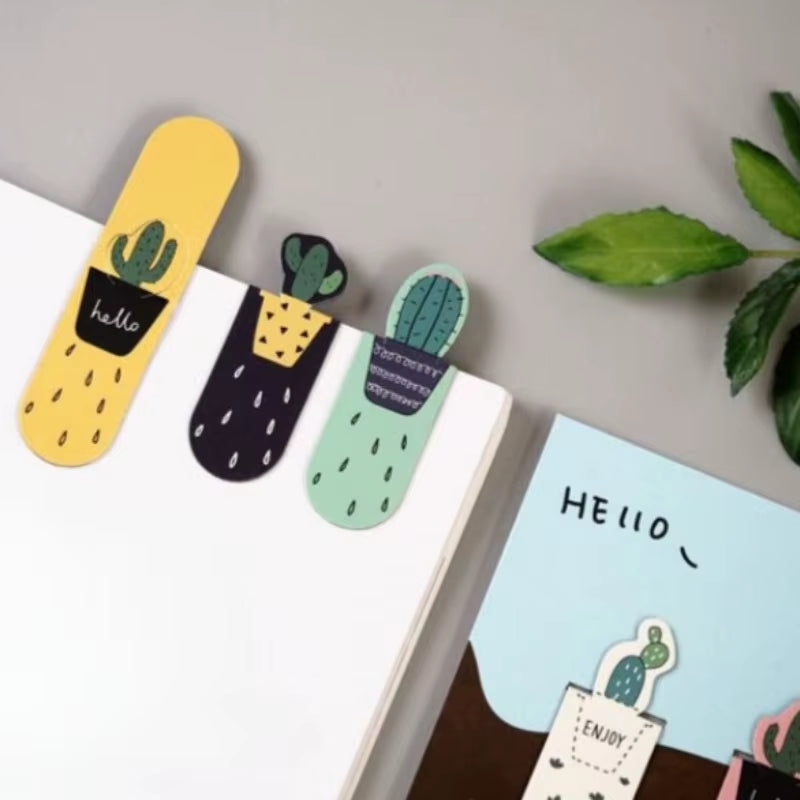 3Pcs/Set Cactus Design Magnetic Bookmarks