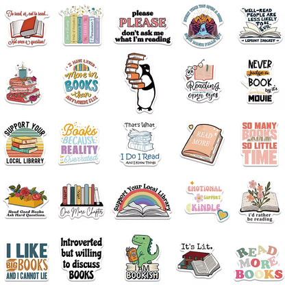 50PCS Stickers for E-Reader Laptop- Book Bicycle Guitar Skateboard theme