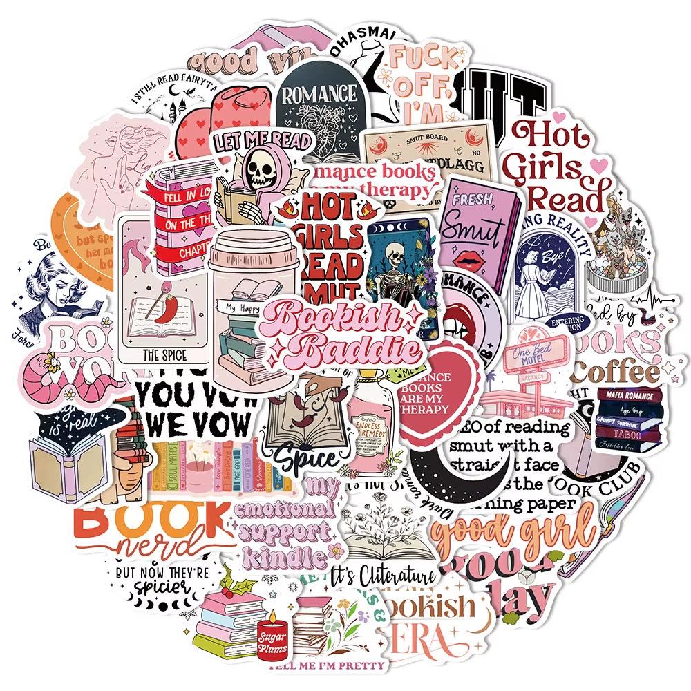 50/150PCS Romantic Reading Style Kindle Stickers Laptop No Glue Toys Waterproof Stickers Stickers