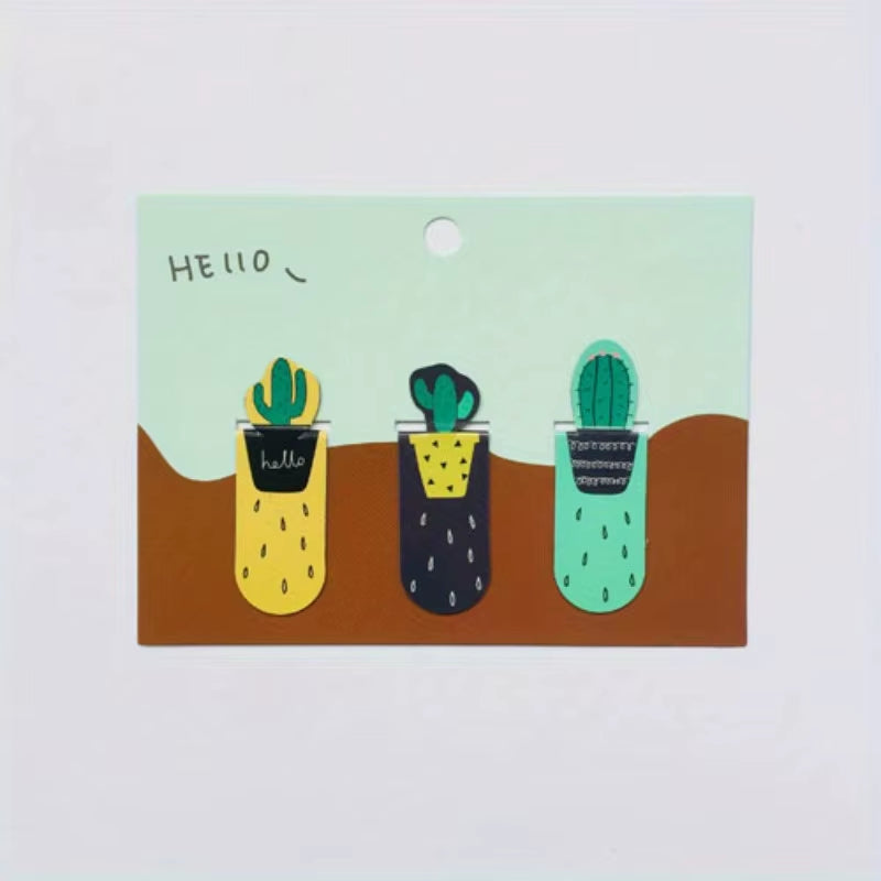 3Pcs/Set Cactus Design Magnetic Bookmarks