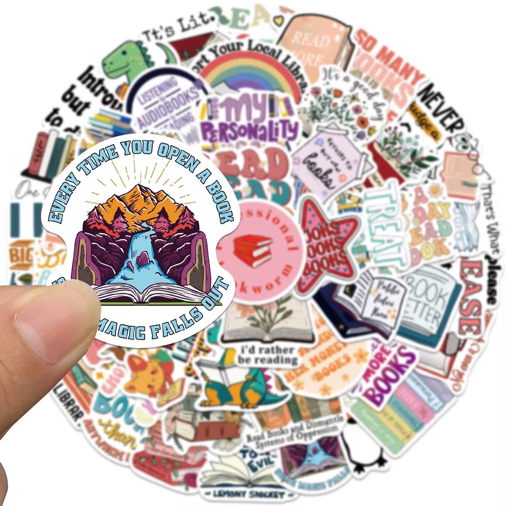 50PCS Stickers for E-Reader Laptop- Book Bicycle Guitar Skateboard theme