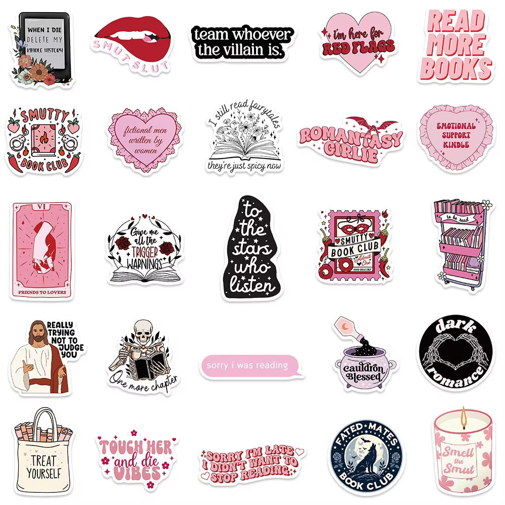10/50/100Pcs Smutty Dark Romance Bookish Stickers Kindle Spicy Reader 