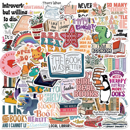 50PCS Stickers for E-Reader Laptop- Book Bicycle Guitar Skateboard theme