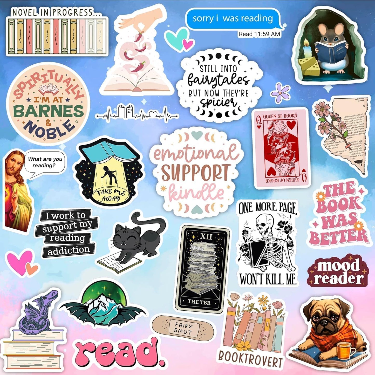125 PCS Book Stickers for Kindle, Bookish Sticker Pack for IPAD, Laptop, Ebook R