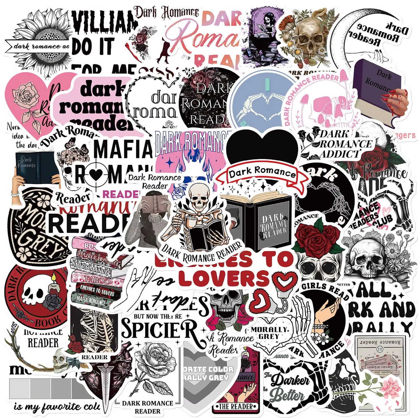 10/50/100Pcs Mix Smut Dark Romance Bookish Reading Stickers