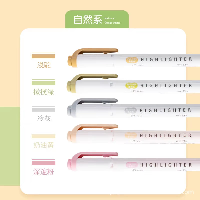 5 Colors Double Headed Fluorescent Highlighter Pen Set