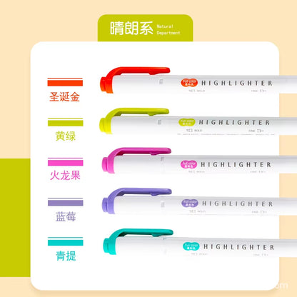 5 Colors Double Headed Fluorescent Highlighter Pen Set