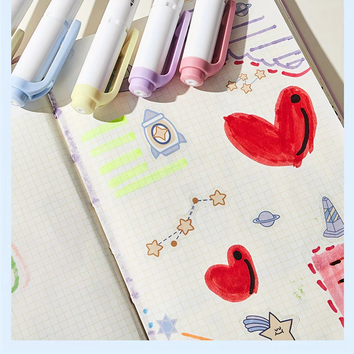 5 Colors Double Headed Fluorescent Highlighter Pen Set