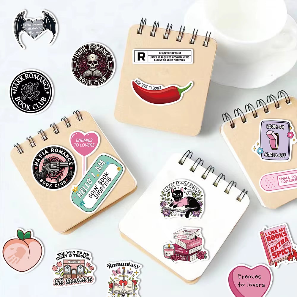 50/150PCS Romantic Reading Style Kindle Stickers Laptop No Glue Toys Waterproof Stickers Stickers