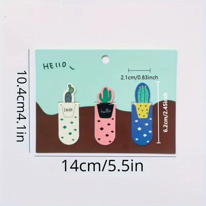 3Pcs/Set Cactus Design Magnetic Bookmarks
