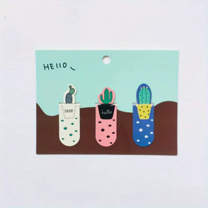 3Pcs/Set Cactus Design Magnetic Bookmarks