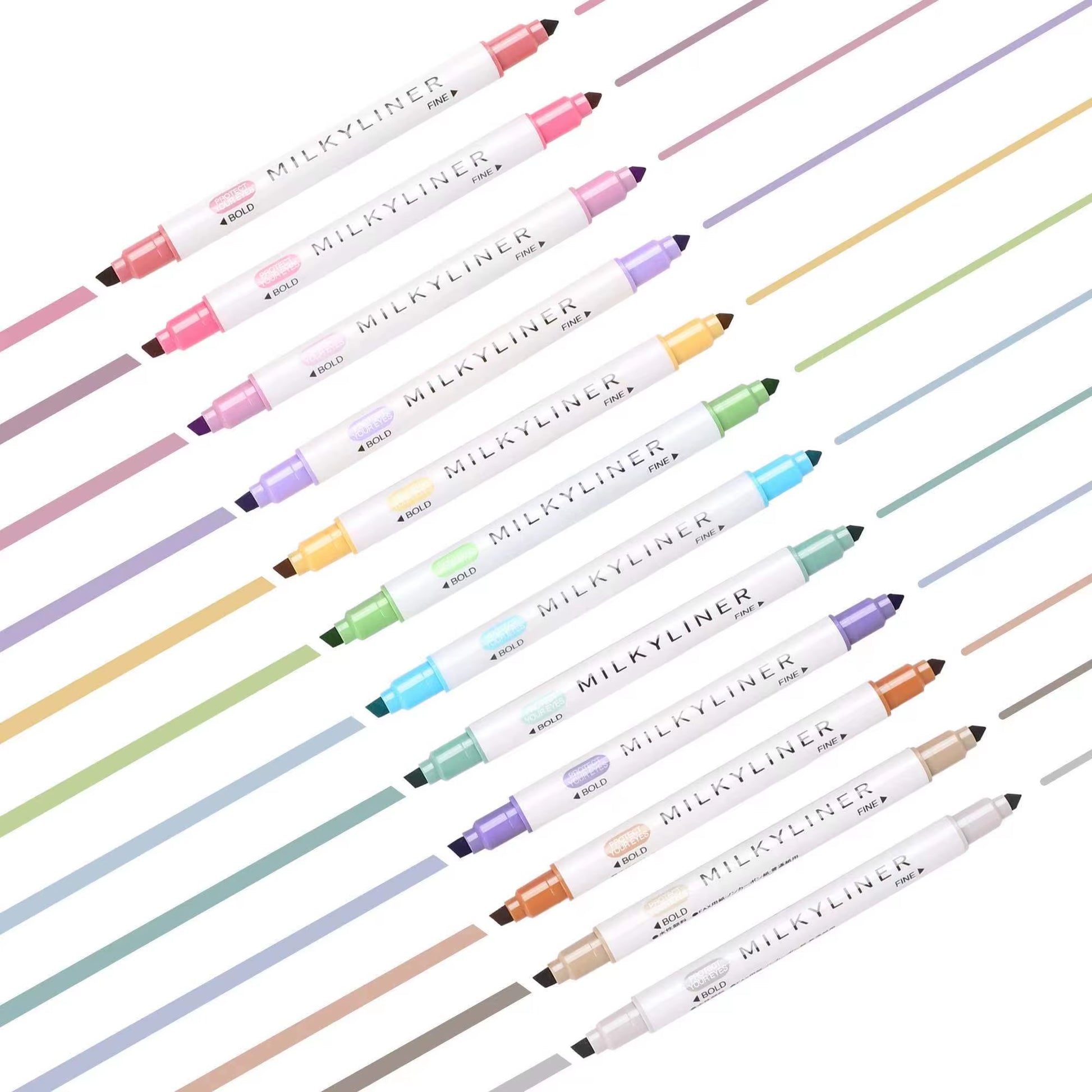 12/24Pcs Pastel Highlighters Dual Tip 
