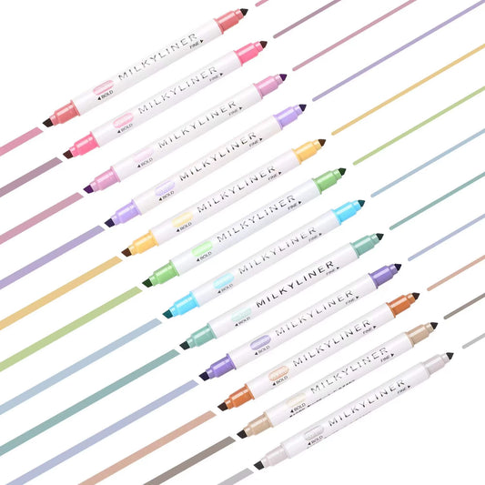 12/24Pcs Pastel Highlighters Dual Tip 