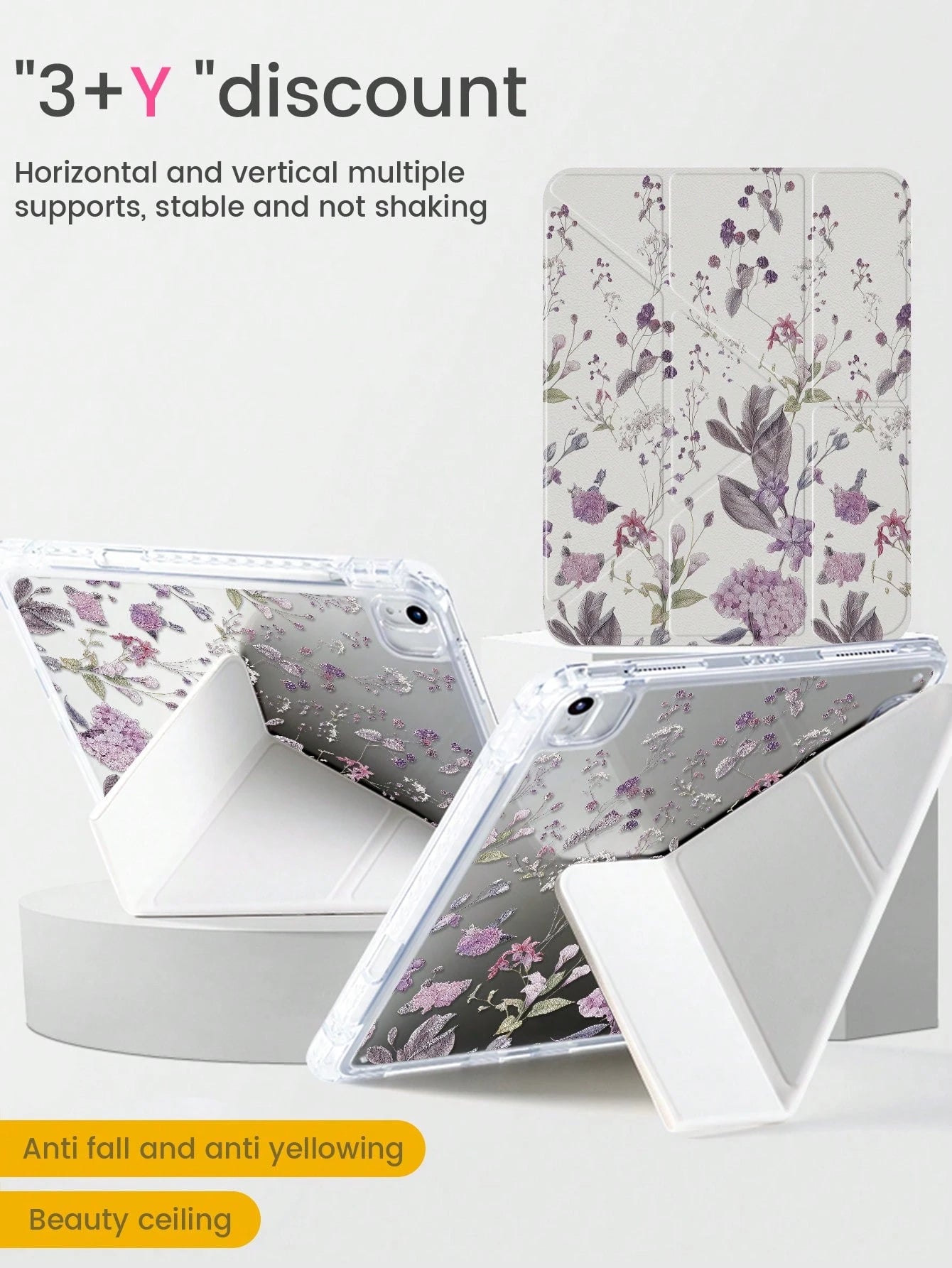 Adorable Purple Grass Flower Acrylic Case for iPad 7th, 8th & 10th Gen - Shockproof, Built-In Pen Slot, Multi-Stand & Sleep/Wake Function - Perfect Halloween & New Year Gift!