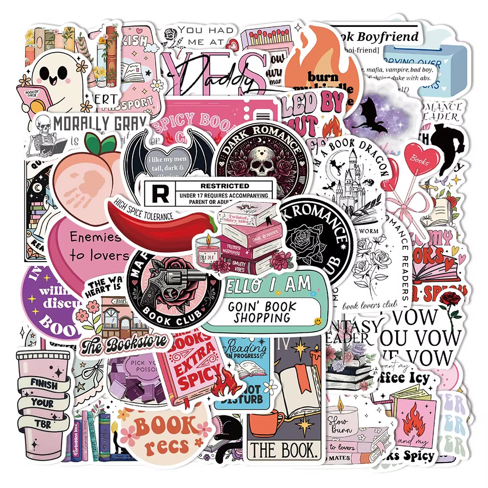50/150PCS Romantic Reading Style Kindle Stickers Laptop No Glue Toys Waterproof Stickers Stickers