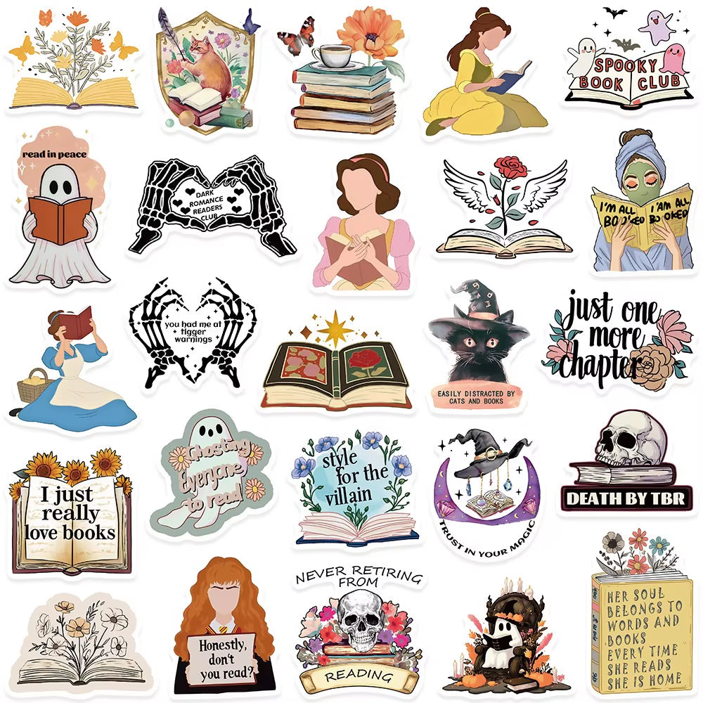 10/50Pcs Gothic Dark Romance Bookish Spice Reader Girls Reading Stickers Aesthetic DIY Bike Phone Laptop Diary Kindle Sticker