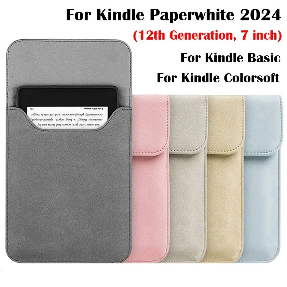 6.8 7 Inch E-Reader Sleeve PU Leather 12Th Generation Storage Bag for Kindle Paperwhite 2024/Colorsoft Signature Edition