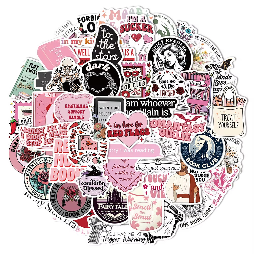 50/150PCS Romantic Reading Style Kindle Stickers Laptop No Glue Toys Waterproof Stickers Stickers