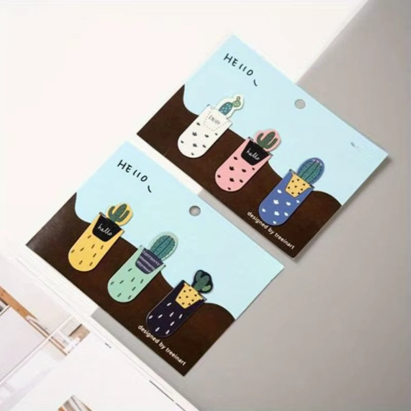 3Pcs/Set Cactus Design Magnetic Bookmarks