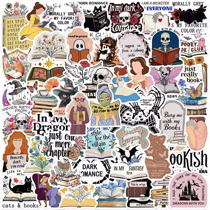 10/50Pcs Gothic Dark Romance Bookish Spice Reader Girls Reading Stickers Aesthetic DIY Bike Phone Laptop Diary Kindle Sticker