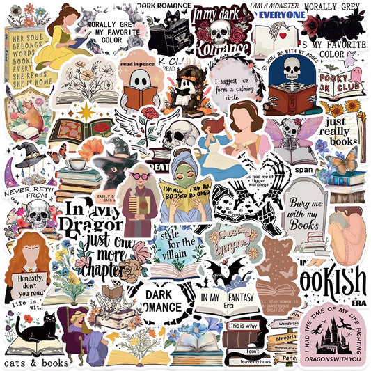 10/50Pcs Gothic Dark Romance Bookish Spice Reader Girls Reading Stickers Aesthetic DIY Bike Phone Laptop Diary Kindle Sticker