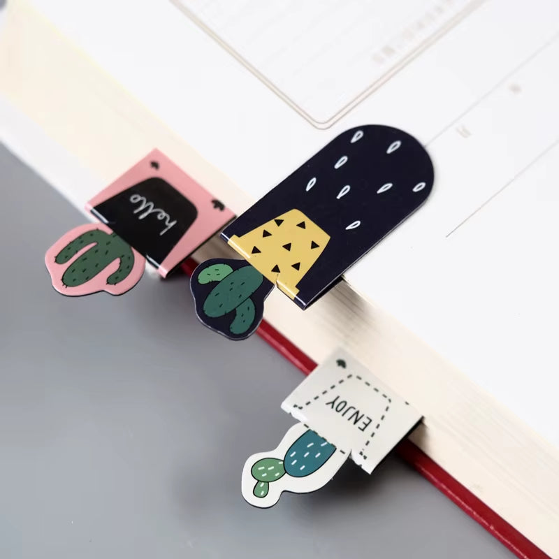 3Pcs/Set Cactus Design Magnetic Bookmarks