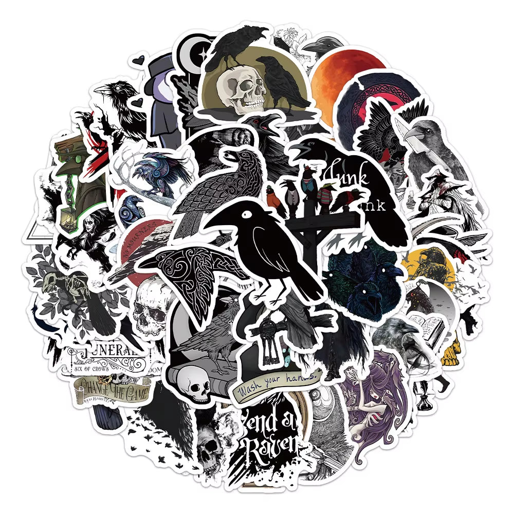 50Pcs Dark Crow Doodle Sticker