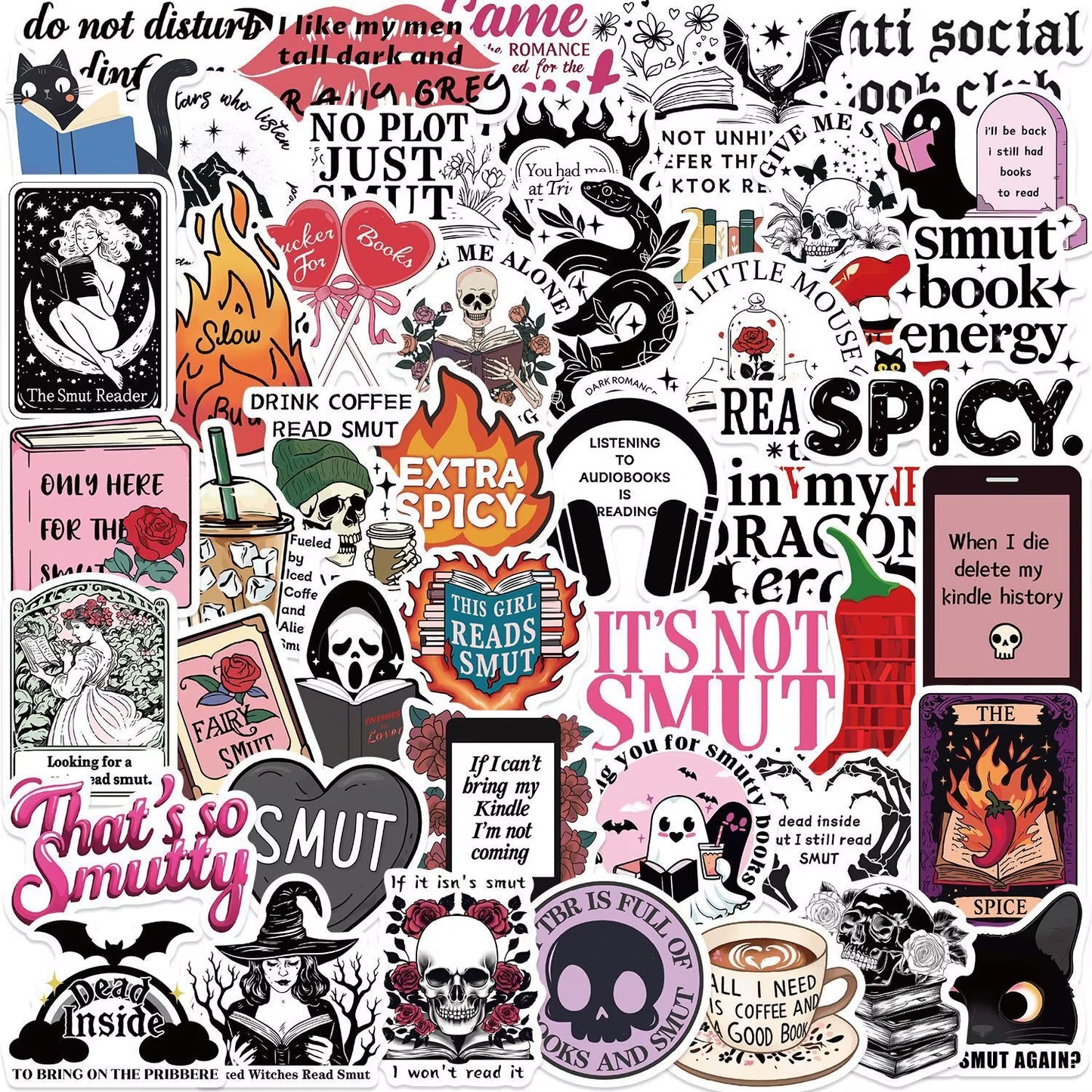 10/50/100Pcs Mix Smut Dark Romance Bookish Reading Stickers