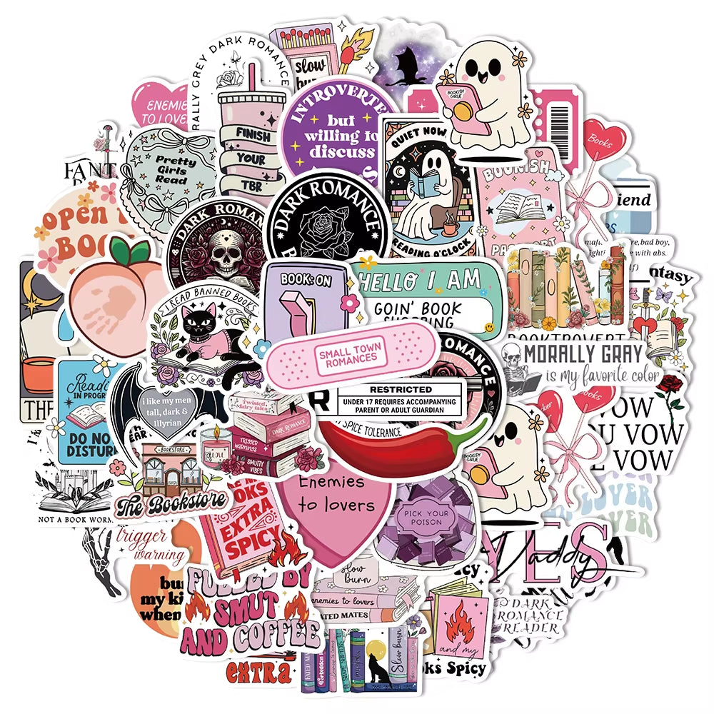 50/150PCS Romantic Reading Style Kindle Stickers Laptop No Glue Toys Waterproof Stickers Stickers