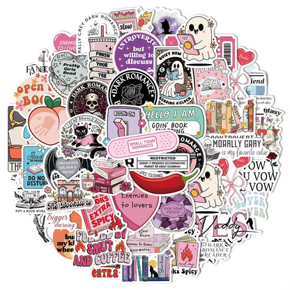 50/150PCS Romantic Reading Style Kindle Stickers Laptop No Glue Toys Waterproof Stickers Stickers