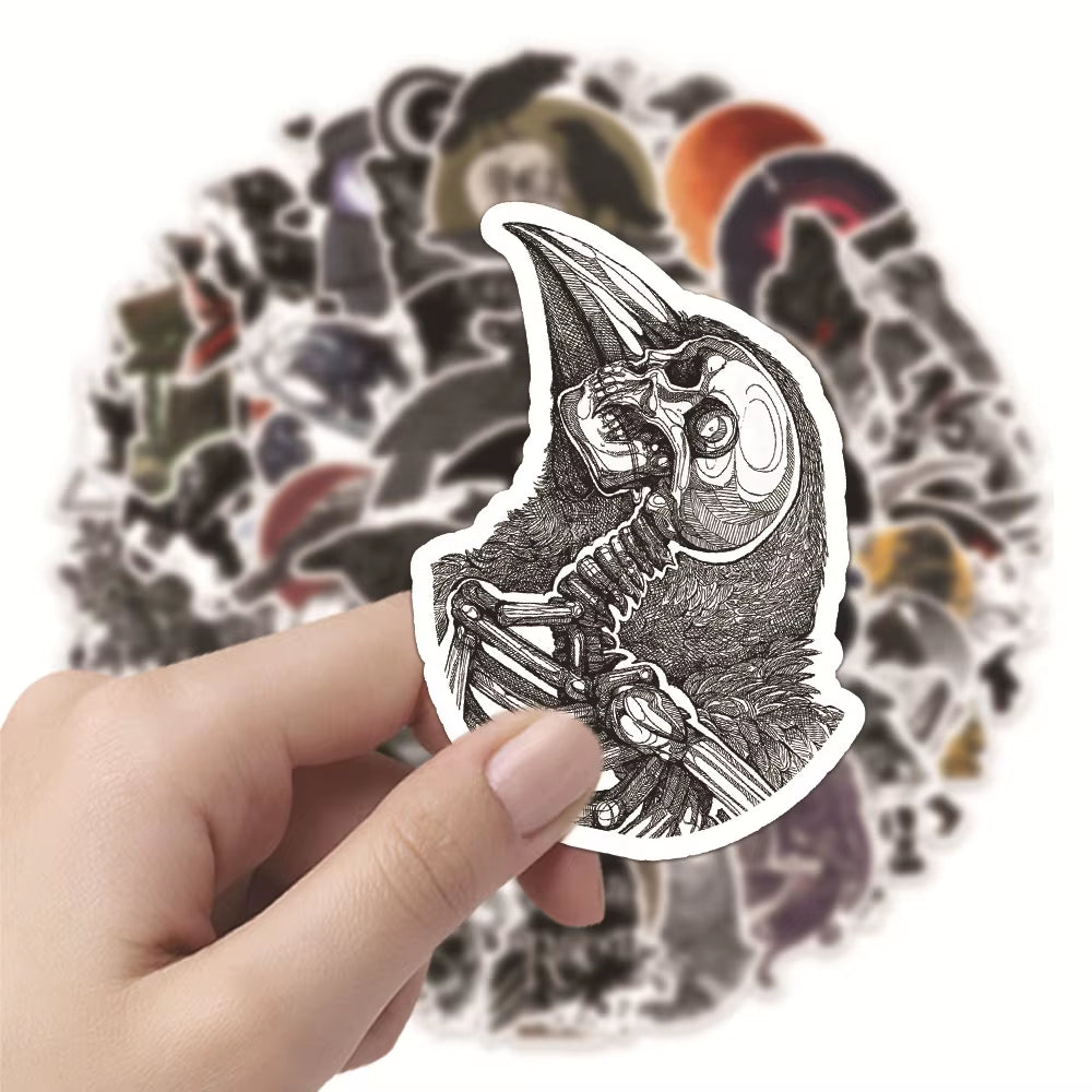 50Pcs Dark Crow Doodle Sticker